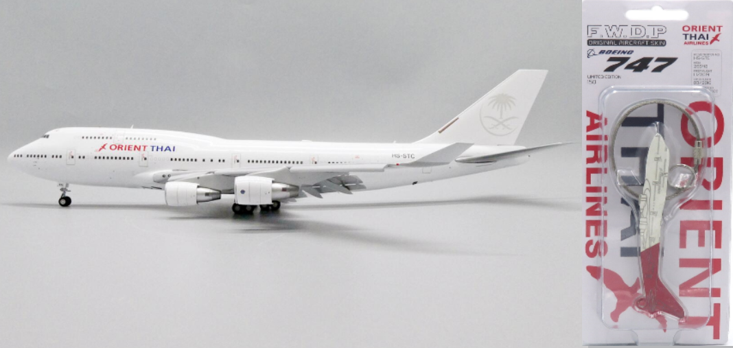 Pre-Order JC Wings LH2OEA255 1:200 Orient Thai Airlines Boeing 747-400  HS-STC (with FWDP keychain)