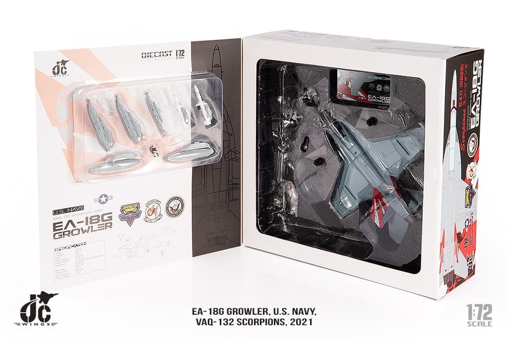 JC Wings JCW-72-F18-017 1:72 EA-18G Growler U.S. NAVY, VAQ-132 Scorpions, 2021