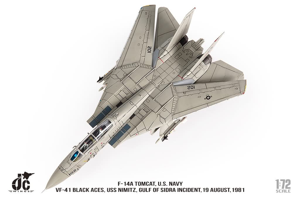 Pre-Order JC Wings JCW-72-F14-017 1:72 F-14A Tomcat ﻿U.S. NAVY VF-41 Black Aces, USS Nimitz, Gulf of Sidra incident, 19 August,1981