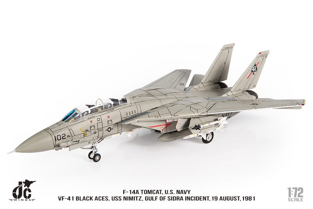 Pre-Order JC Wings JCW-72-F14-017 1:72 F-14A Tomcat ﻿U.S. NAVY VF-41 Black Aces, USS Nimitz, Gulf of Sidra incident, 19 August,1981