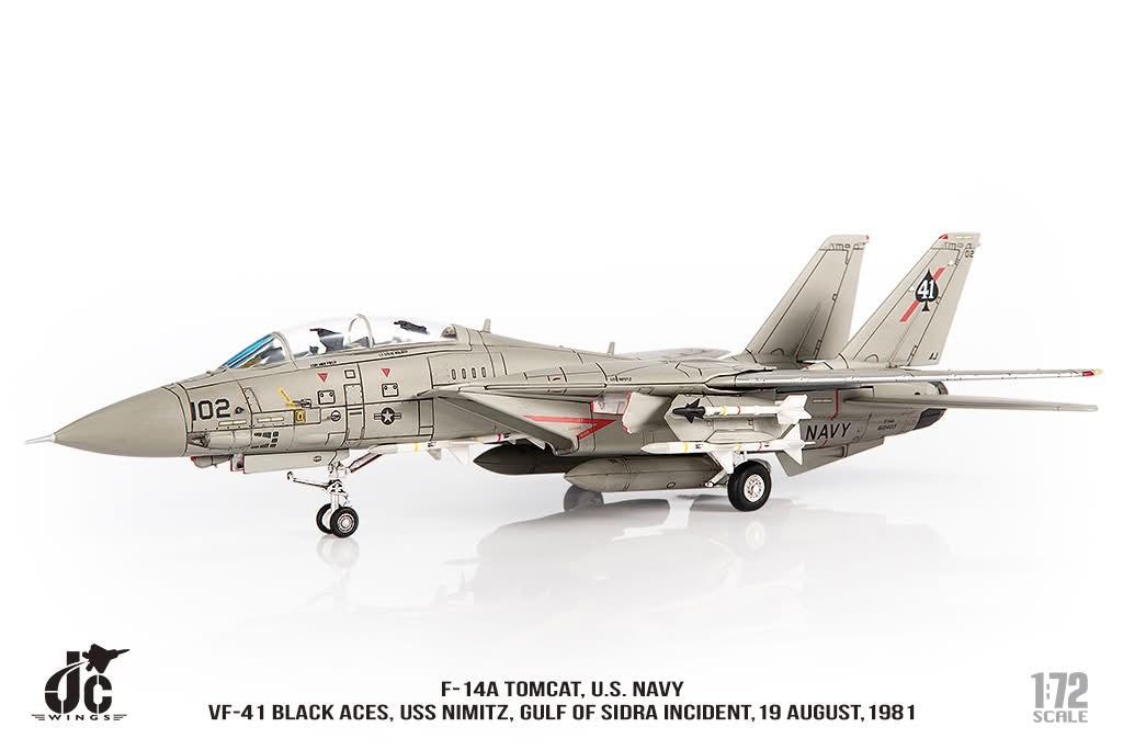 Pre-Order JC Wings JCW-72-F14-017 1:72 F-14A Tomcat ﻿U.S. NAVY VF-41 Black Aces, USS Nimitz, Gulf of Sidra incident, 19 August,1981