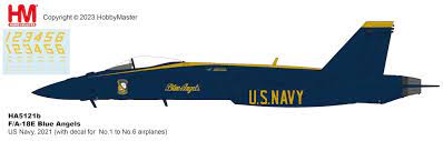 Hobby Master HA5121B 1:72 F/A-18E Super Hornet Blue Angels, US Navy, 2021 (decals for No.1 to No.6 planes)