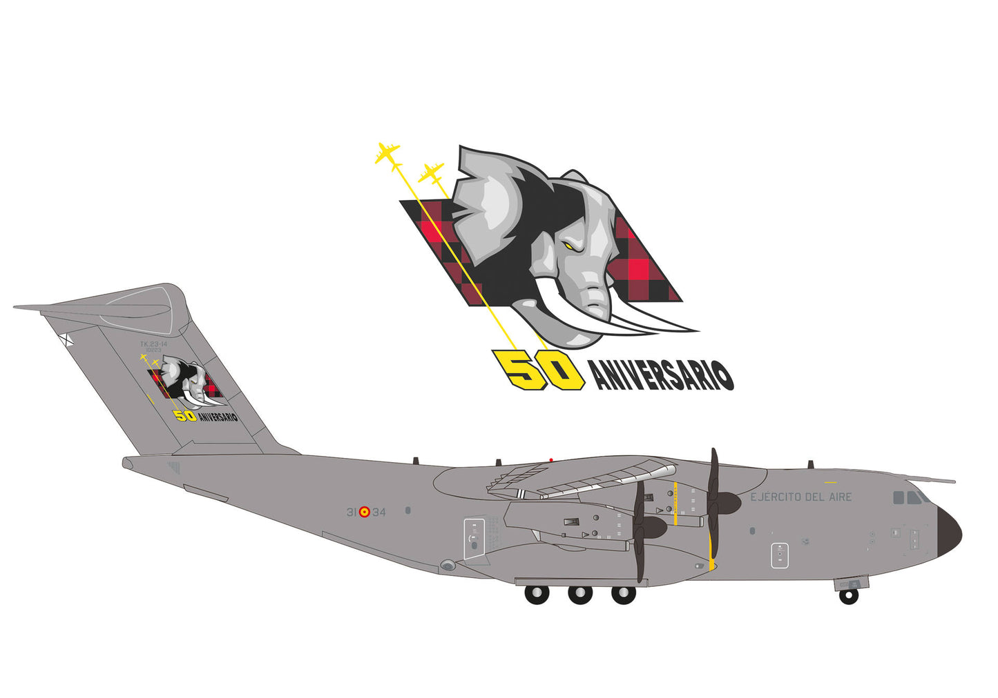 Pre-Order Herpa Wings 573191 1:200 Spanish Air Force Airbus A400M Atlas (T.23) - 31st Wing (Ala 31), Zaragoza - 50 Aniversario – TK.23-14A “Minyma Kutjara Tjukurpa”