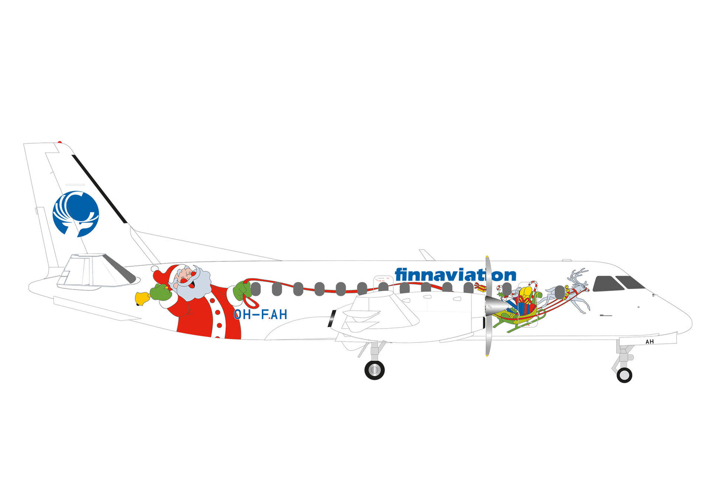 Pre-Order Herpa Wings 573245 1:200 Finnaviation Saab 340 “Santa” OH-FAH