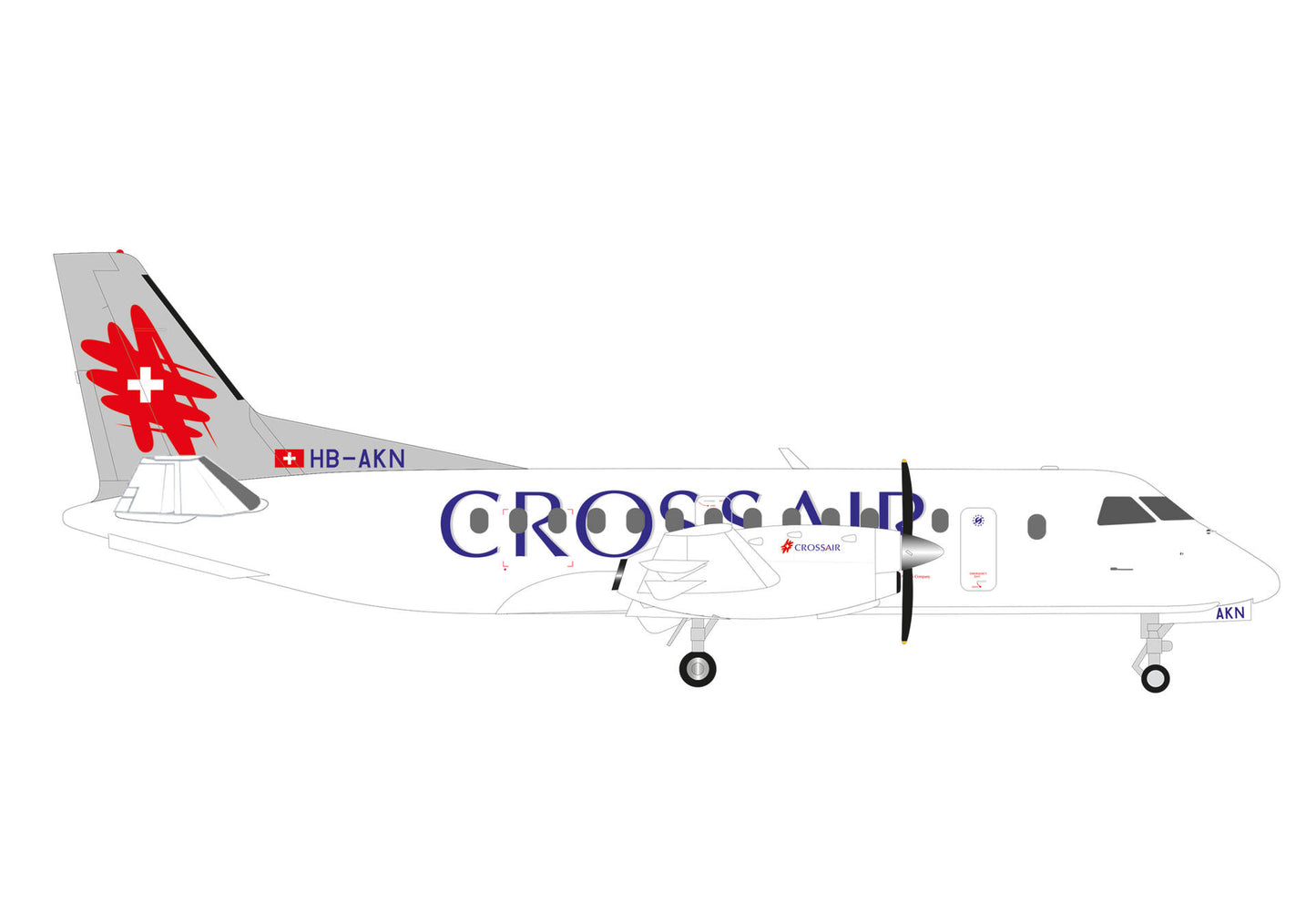 Pre-Order Herpa Wings 573252 1:200 Crossair Saab 340 HB-AKN