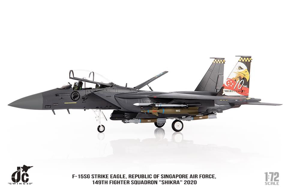 Pre-Order JC Wings JCW-72-F15-026 1:72 F-15SG Strike Eagle Republic of Singapore Air Force, 149th Fighter Squadron "Shikra" 2020