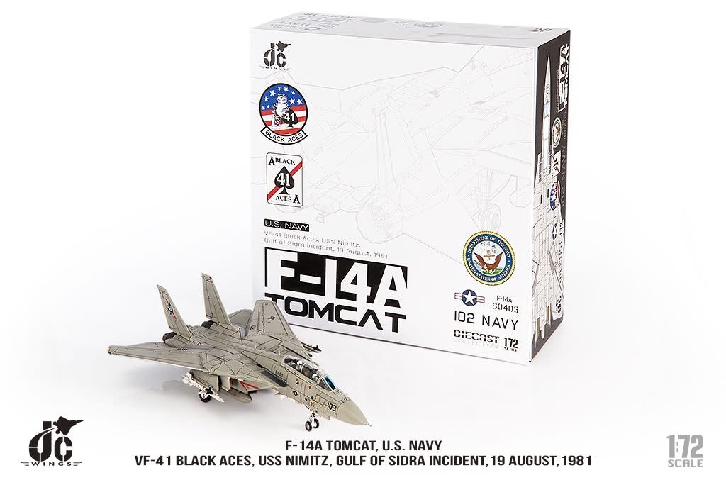 Pre-Order JC Wings JCW-72-F14-017 1:72 F-14A Tomcat ﻿U.S. NAVY VF-41 Black Aces, USS Nimitz, Gulf of Sidra incident, 19 August,1981