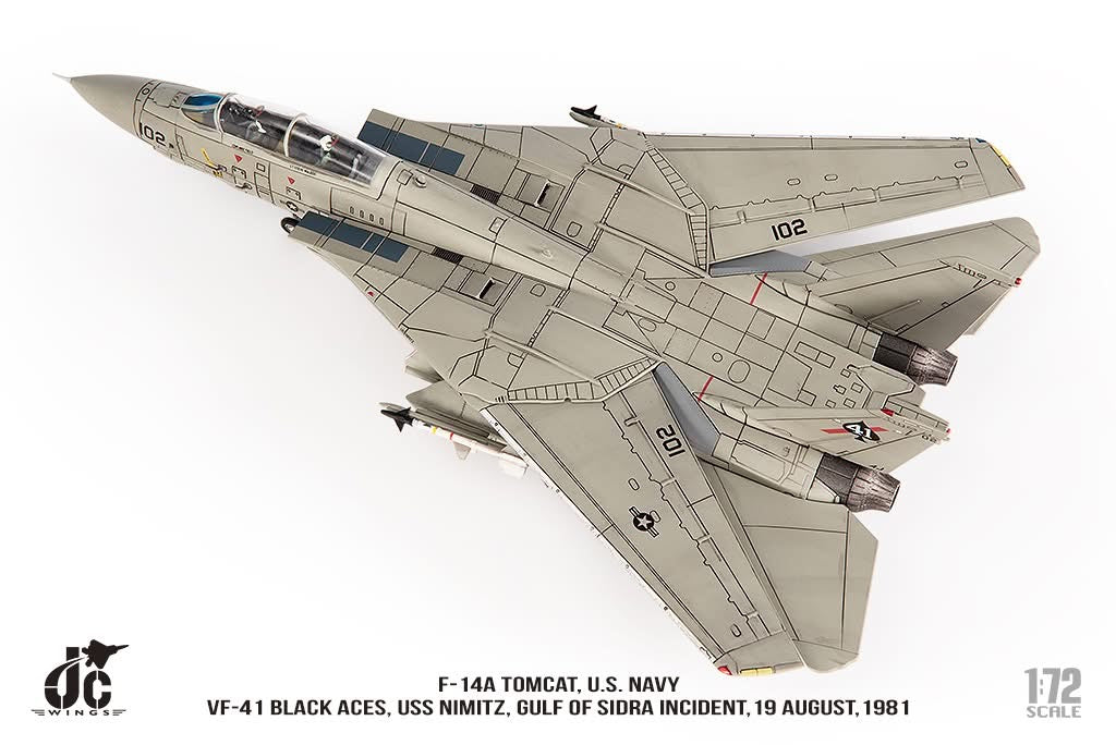 Pre-Order JC Wings JCW-72-F14-017 1:72 F-14A Tomcat ﻿U.S. NAVY VF-41 Black Aces, USS Nimitz, Gulf of Sidra incident, 19 August,1981