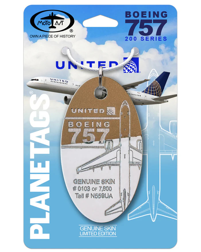 Plane Tags United Airlines Boeing 757 N559UA (White/Gold)