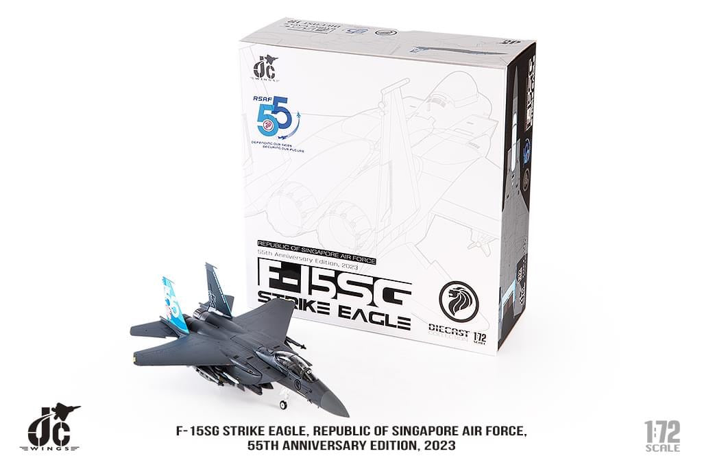 Pre-Order JC Wings JCW-72-F15-031 1:72 F-15SG Strike Eagle Republic of Singapore Air Force, 55th Anniversary Edition, 2023