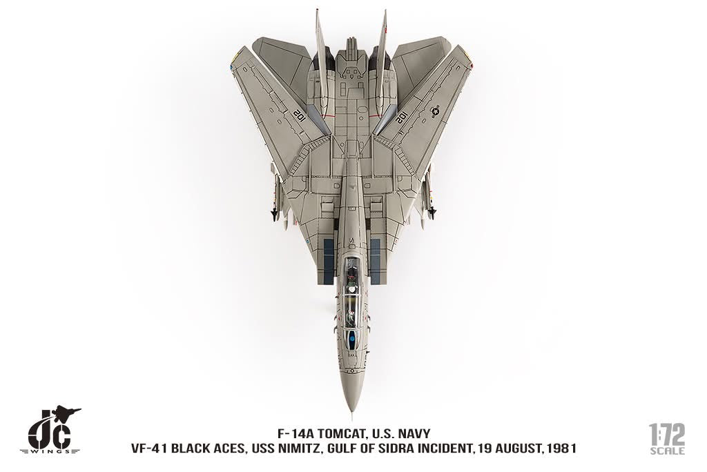 Pre-Order JC Wings JCW-72-F14-017 1:72 F-14A Tomcat ﻿U.S. NAVY VF-41 Black Aces, USS Nimitz, Gulf of Sidra incident, 19 August,1981