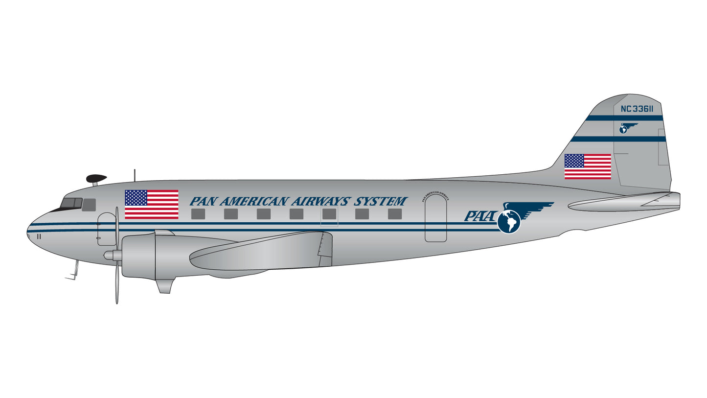 Pre-Order Gemini Jets G2PAA397 1:200 Pan American Airways System DC-3C NC33611 (polished)