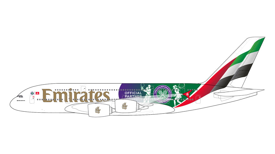 Pre-Order Gemini Jets G2UAE1347 1:200 Emirates A380 A6-EOE “Wimbledon – Official Partner” livery