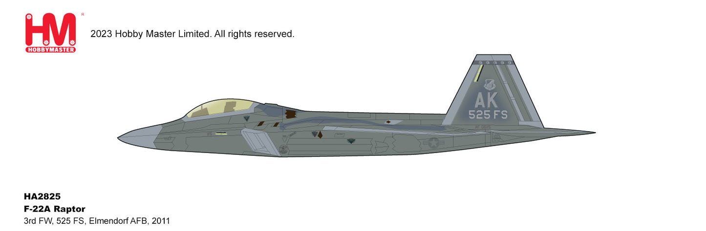 Hobby Master HA2825 1:72 F-22A Raptor 3rd FW, 525 FS, Elmendorf AFB, 2011