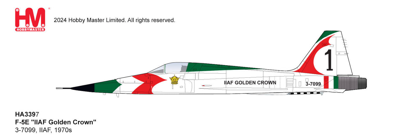 Pre-Order Hobby Master HA3397 1:72 F-5E "IIAF Golden Crown" 3-7099, IIAF, 1970s