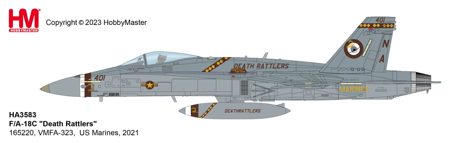 Pre-Order Hobby Master HA3583 1:72 F/A-18C "Death Rattlers" 165220, VMFA-323, US Marines, 2021 HA3583