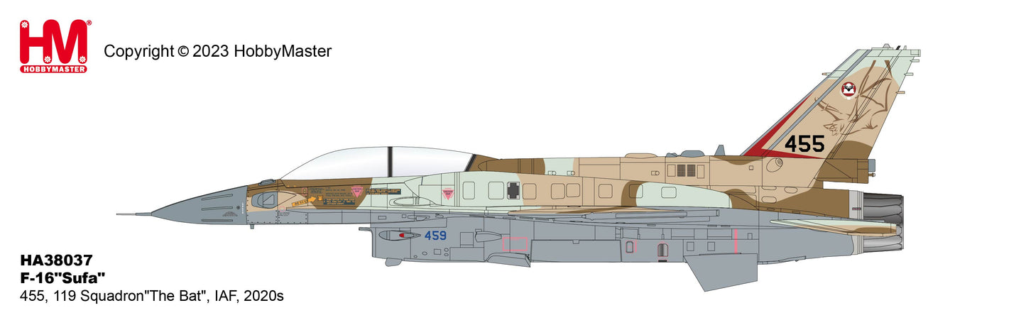 Pre-Order Hobby Master HA38037 1:72 F-16I Sufa 455, 119 Squadron "The Bat", IAF (with 4 x MK.117)