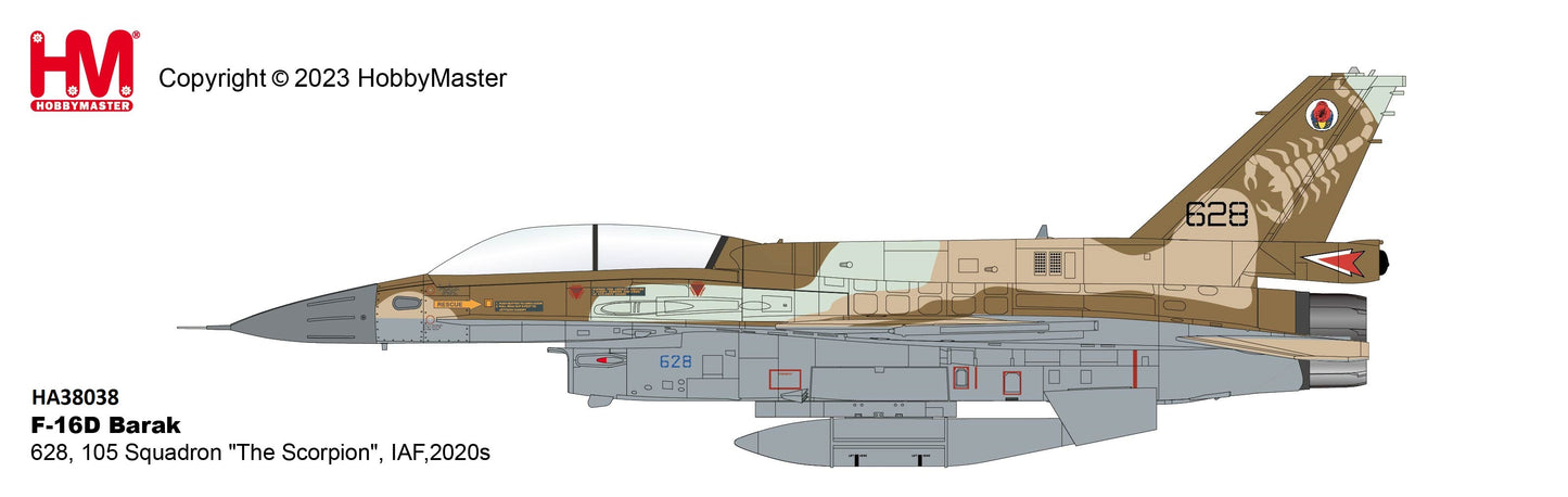 Pre-Order Hobby Master HA38038 1:72 F-16D Barak 628, 105 Squadron "The Scorpion", IAF (with 4 x GBU-31)