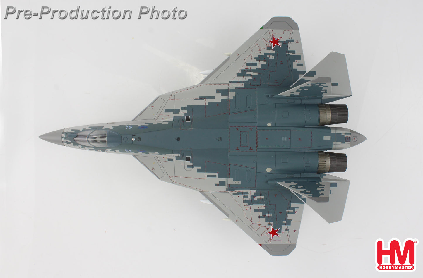 Hobby Master HA6806 1:72 Su-57 Stealth Fighter 01 Blue, Russian Air Force, 2019 (w/ 2 x R-77 and 2 x R-37 missiles on the wings)