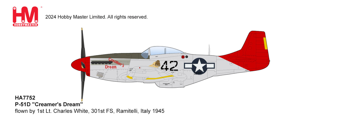 Pre-Order Hobby Master HA7752 1:48 P-51D "Creamer's Dream" flown by 1st Lt. Charles White, 301st FS, Ramitelli, Italy 1945