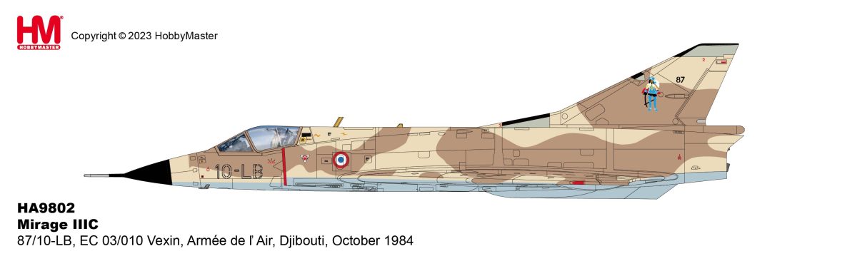 Pre-Order Hobby Master HA9802 1:72 Mirage IIIC 87/10-LB, EC 03/010 Vexin, Armée de ľ Air, Djibouti, October, 1984