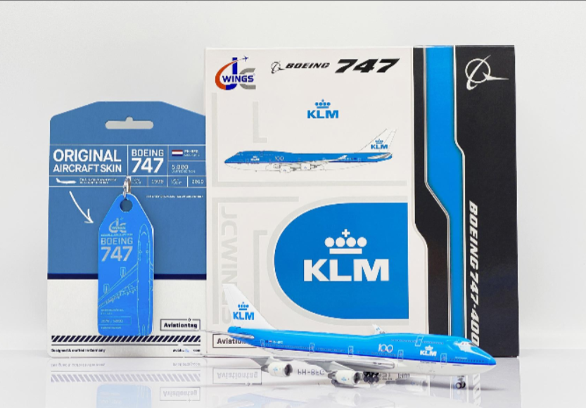 JC Wings JC4KLM0117 1:400 KLM Boeing 747-400 PH-BFG "100" (with limited edition Aviationtag)