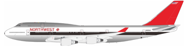 Pre-Order B-Models B-744-665P 1:200 Northwest Airlines Boeing 747-451 N665US Polished