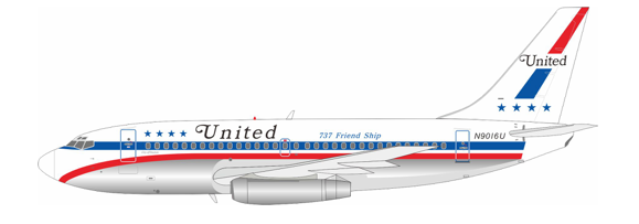 Pre-Order InFlight200 IF732UA0724P 1:200 United Airlines Boeing 737-222 N9016U Polished