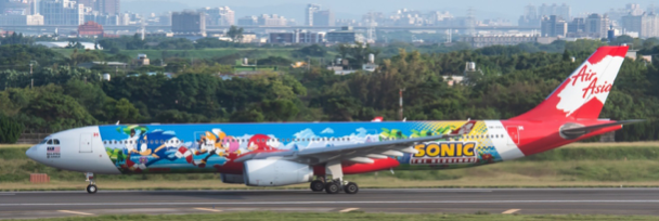 Pre-Order JC Wings XX40457 1:400 Air Asia Airbus A330-300 "Sonic the Hedgedog" Reg: 9M-XXU