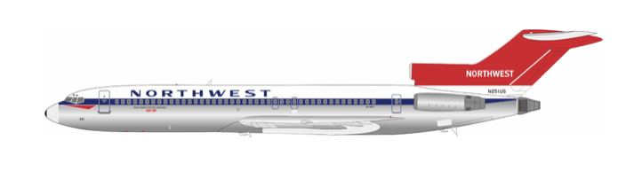 Pre-Order B-Models B-722-251 1:200 Northwest Orient Airlines Boeing 727-251 N251US