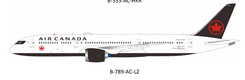 B - Models B - 789 - AC - LZ 1:200 Air Canada Boeing 787 - 9 C - FVLZ