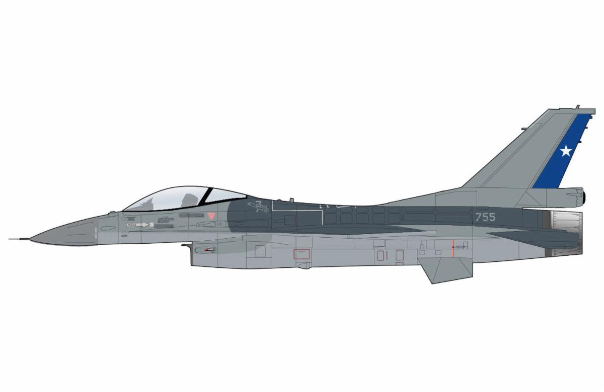 Pre Order Hobby Master HA38052 1:72 F-16 MLU 755, Chilean Air Force