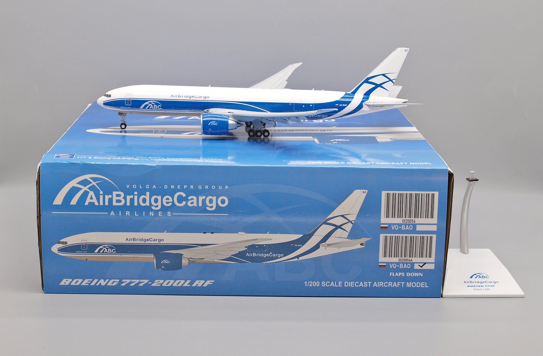 JC Wings 1:200 AirBridge Cargo Boeing 777-200LRF VQ-BAO (Flaps Down)  JC2ABW0054A